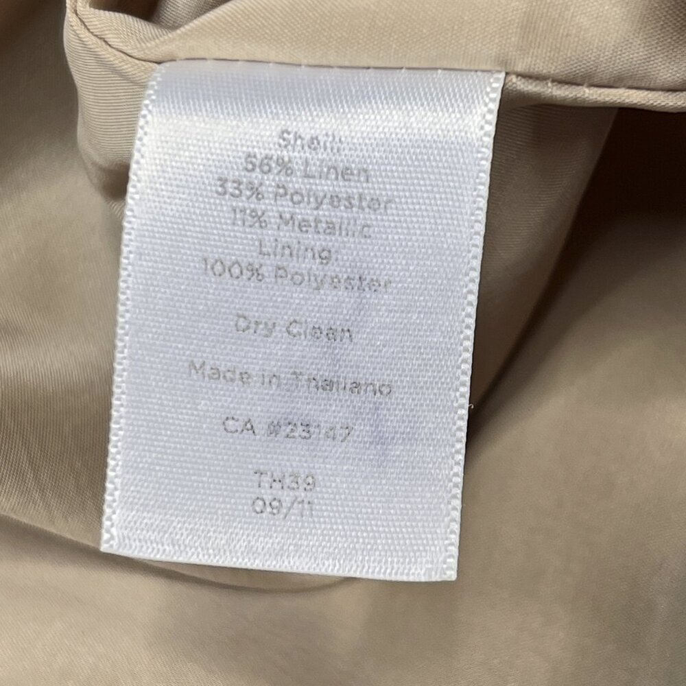 Talbots‎ Petites Linen Gold Tan V-Neck Sheath Midi Dress Size 8P - NWOT - Picture 5 of 6